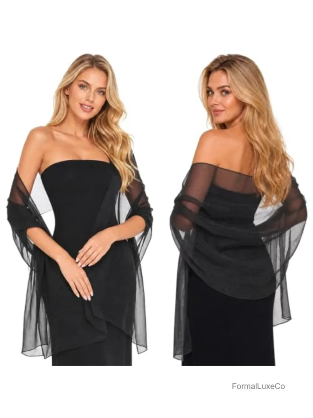 Sheer Chiffon Evening Shawl Wrap for Women Wedding Bridal Scarf